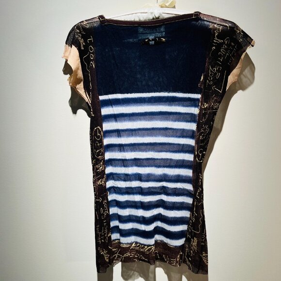 Jean Paul Gaultier Stripped Sailor Tattoo Mesh Tank Top, Sz. L, Used; Very Good - Picture 2 of 3